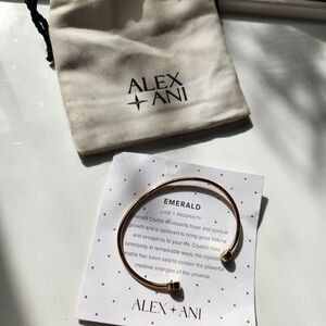 Alex and Ani Gold Bracelet with Green Accents